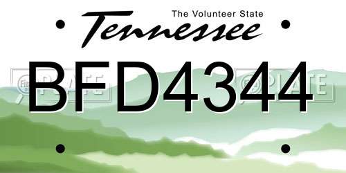 BFD4344 Tennessee License Plate