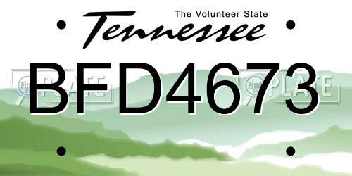 BFD4673 Tennessee License Plate