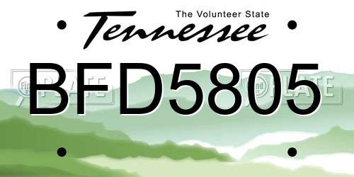 BFD5805 Tennessee License Plate