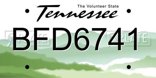 BFD6741 Tennessee License Plate