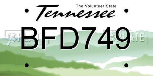 BFD749 Tennessee License Plate