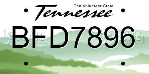 BFD7896 Tennessee License Plate
