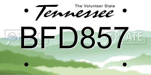 BFD857 Tennessee License Plate