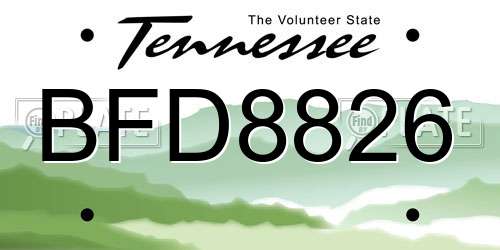 BFD8826 Tennessee License Plate