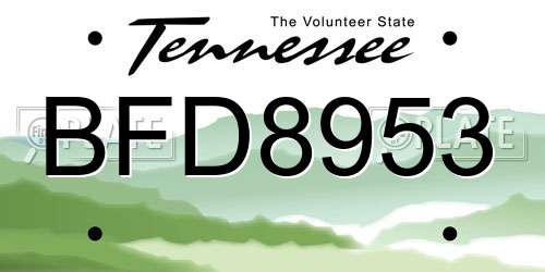BFD8953 Tennessee License Plate