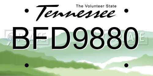 BFD9880 Tennessee License Plate