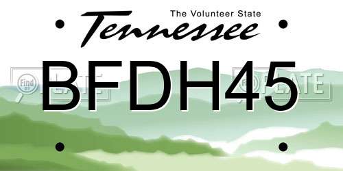 BFDH45 Tennessee License Plate