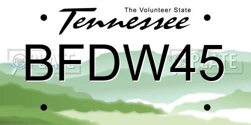 BFDW45 Tennessee License Plate