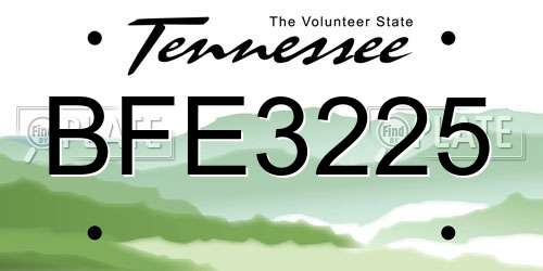 BFE3225 Tennessee License Plate