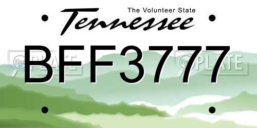 BFF3777 Tennessee License Plate