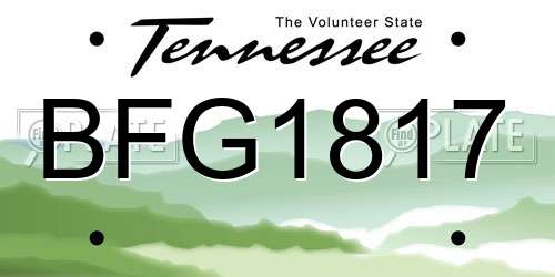 BFG1817 Tennessee License Plate