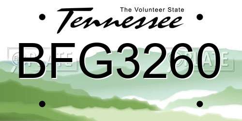 BFG3260 Tennessee License Plate