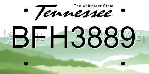 BFH3889 Tennessee License Plate