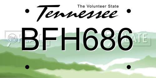 BFH686 Tennessee License Plate