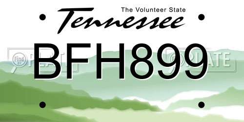 BFH899 Tennessee License Plate