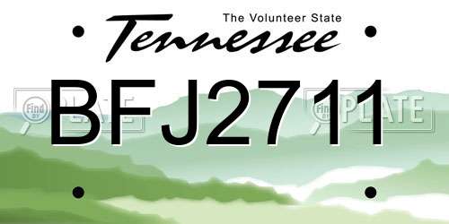 BFJ2711 Tennessee License Plate
