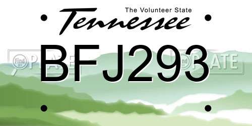 BFJ293 Tennessee License Plate
