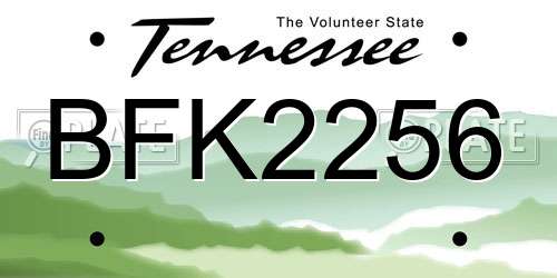BFK2256 Tennessee License Plate