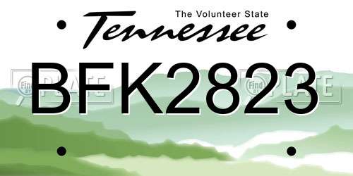 BFK2823 Tennessee License Plate