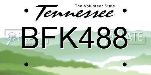 BFK488 Tennessee License Plate