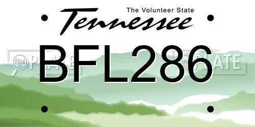 BFL286 Tennessee License Plate