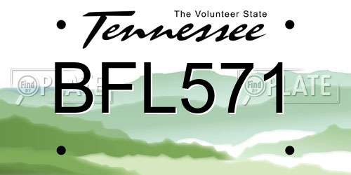 BFL571 Tennessee License Plate