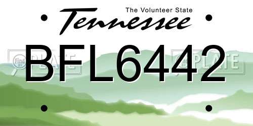 BFL6442 Tennessee License Plate
