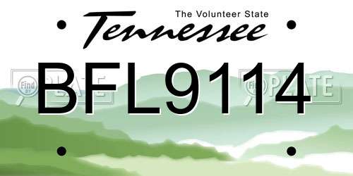 BFL9114 Tennessee License Plate