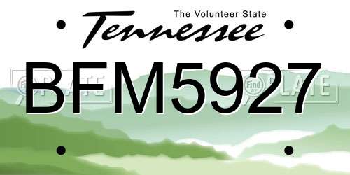 BFM5927 Tennessee License Plate