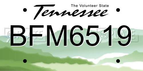 BFM6519 Tennessee License Plate