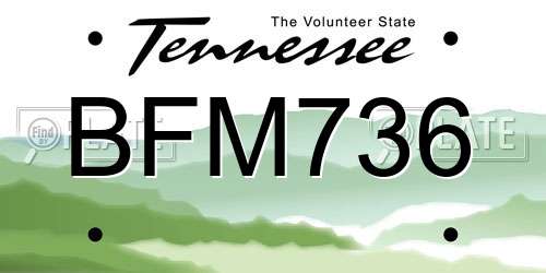 BFM736 Tennessee License Plate