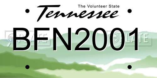 BFN2001 Tennessee License Plate