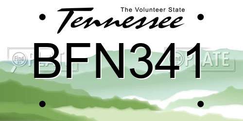 BFN341 Tennessee License Plate