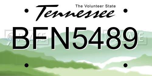 BFN5489 Tennessee License Plate