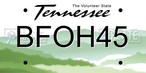 BFOH45 Tennessee License Plate