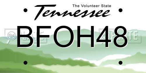 BFOH48 Tennessee License Plate
