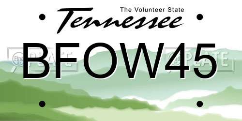 BFOW45 Tennessee License Plate