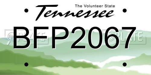 BFP2067 Tennessee License Plate