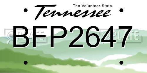 BFP2647 Tennessee License Plate