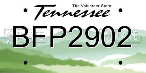 BFP2902 Tennessee License Plate