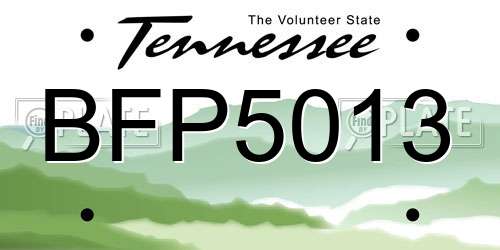 BFP5013 Tennessee License Plate