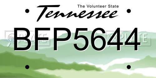BFP5644 Tennessee License Plate