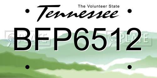 BFP6512 Tennessee License Plate