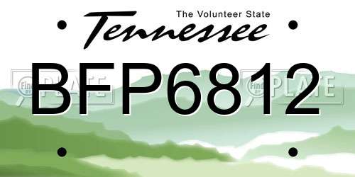 BFP6812 Tennessee License Plate
