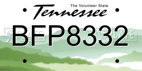 BFP8332 Tennessee License Plate