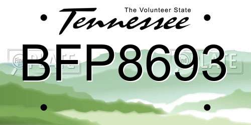 BFP8693 Tennessee License Plate
