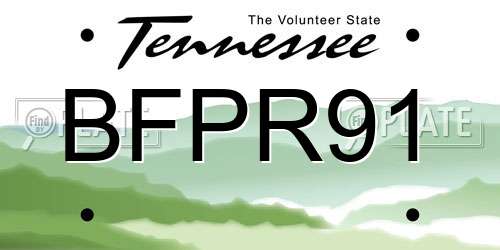BFPR91 Tennessee License Plate