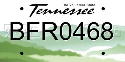 BFR0468 Tennessee License Plate
