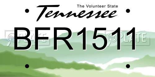 BFR1511 Tennessee License Plate