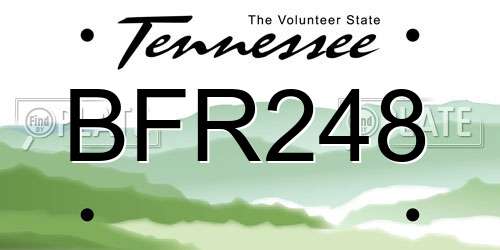 BFR248 Tennessee License Plate